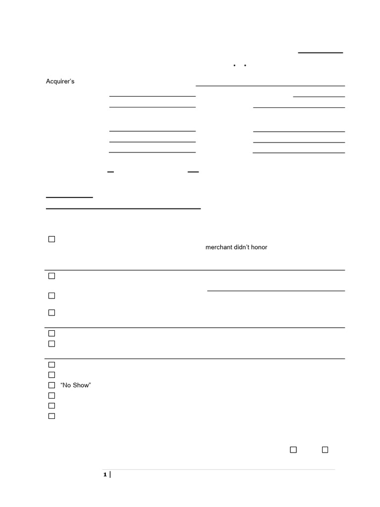 Chargeback Dispute Resolution Form | PDF