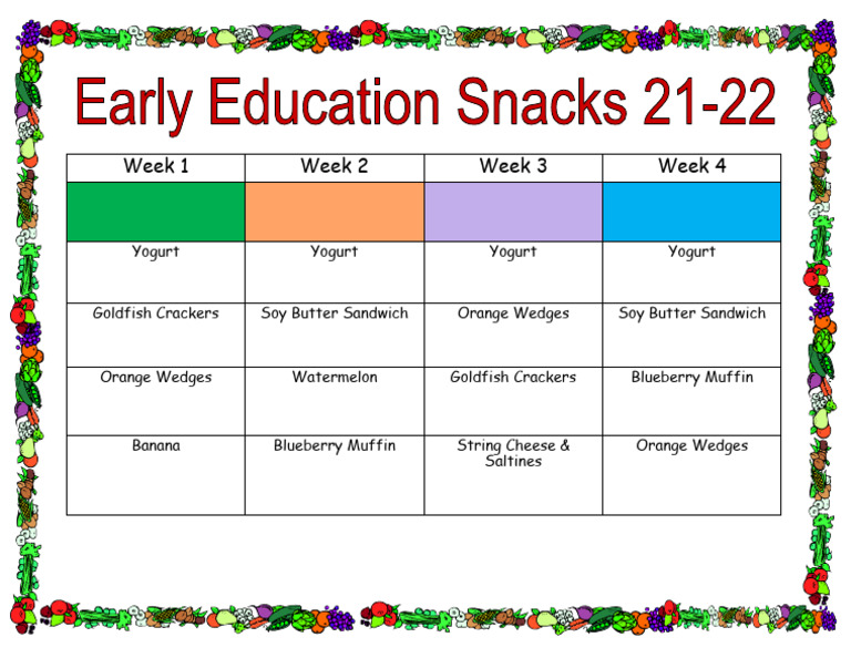 15+ +21 22+Early+Education+Snack+Menu+ | PDF