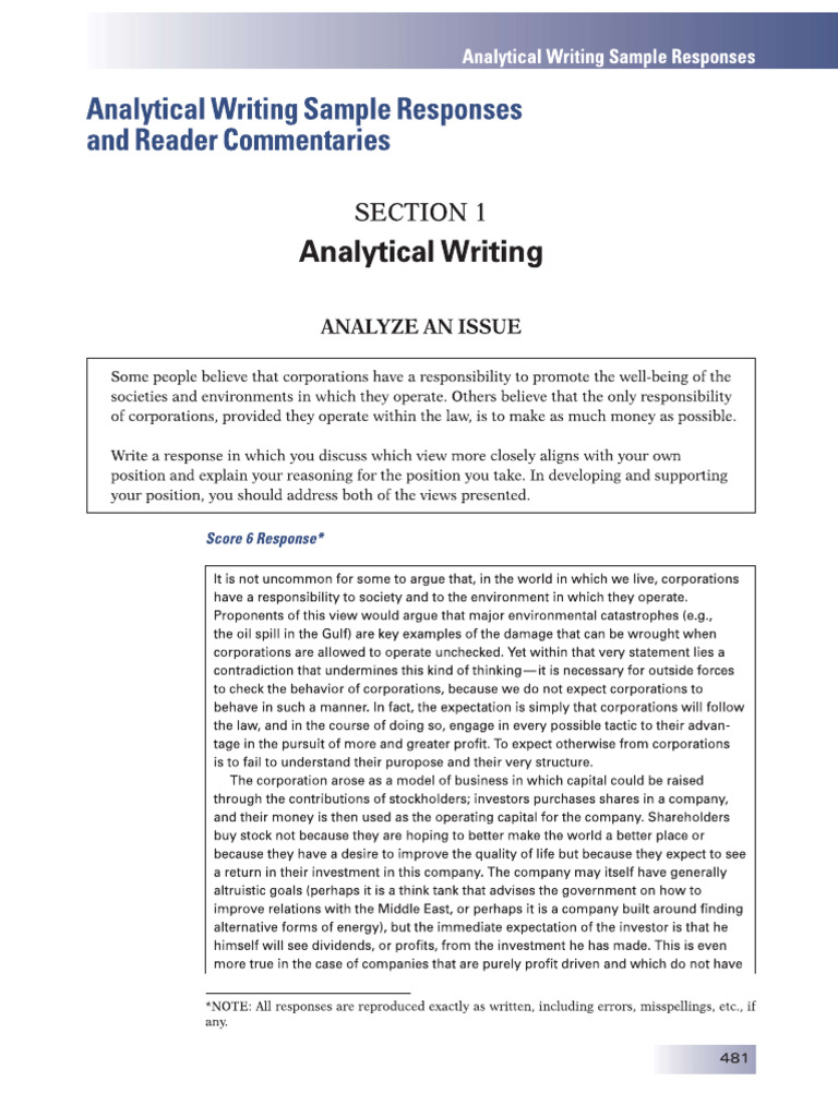 Analytical Writing 1 | PDF
