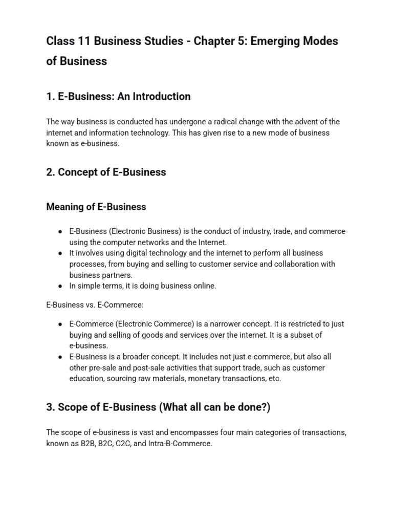 E-Business Overview for Class 11 Students | PDF | Electronic Business ...