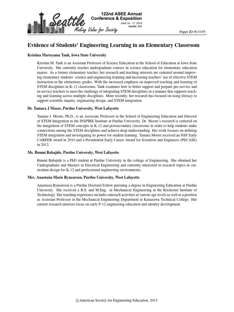 ASEE 2015 EvidenceNID Final | PDF | Science, Technology, Engineering ...