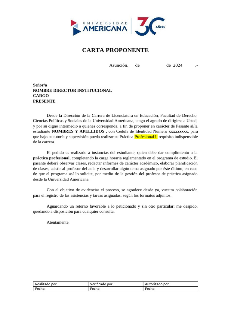 1 Carta Proponente para Inicio PPS | PDF