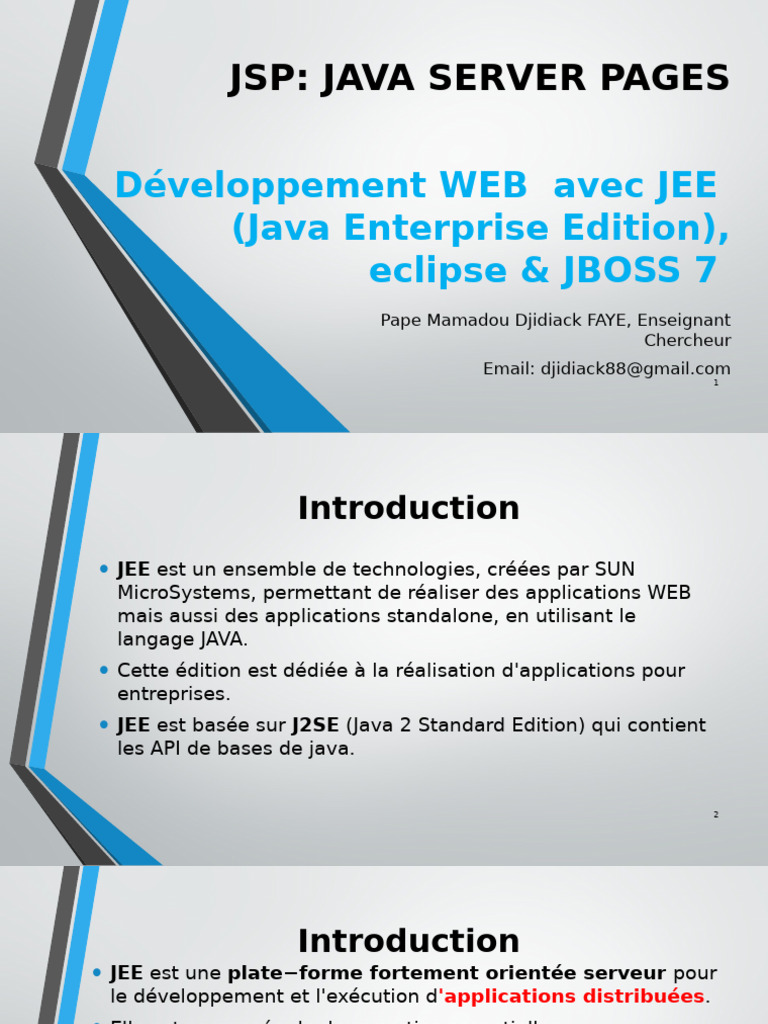 Chapitre 2 Developpement Web JEE Avec JBoss | PDF | Java (Langage de ...
