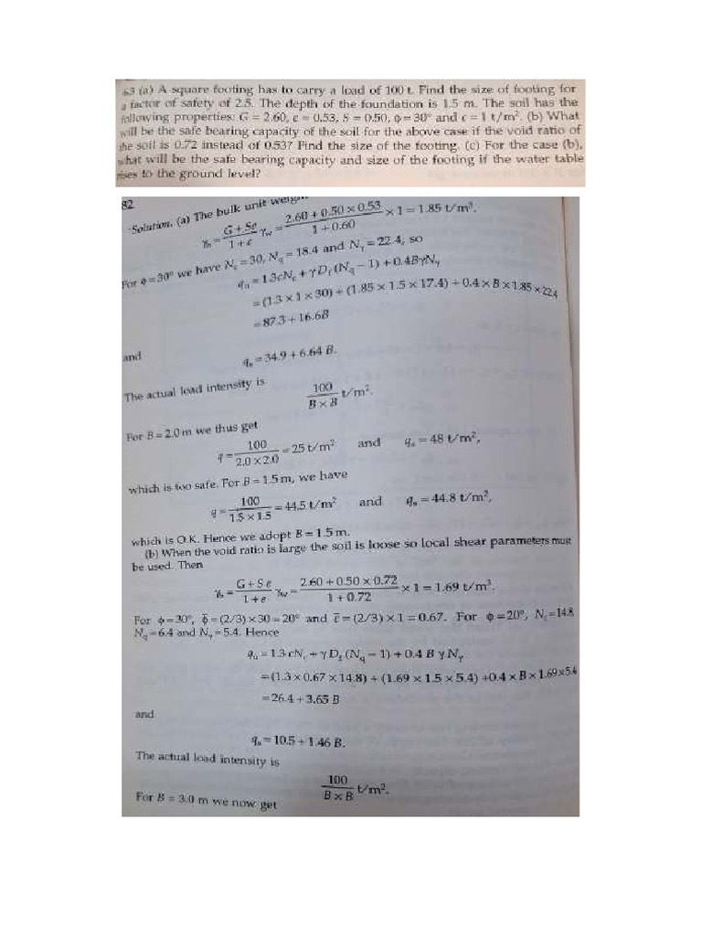 Bearing Capacity Problem | PDF