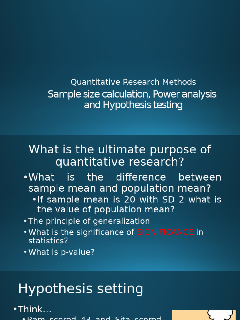 Sample Size Calculation For Hypothesis Testing | PDF | Type I And Type ...
