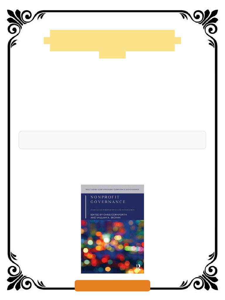 Nonprofit Governance Innovative Perspectives and Approaches 1st Edition ...