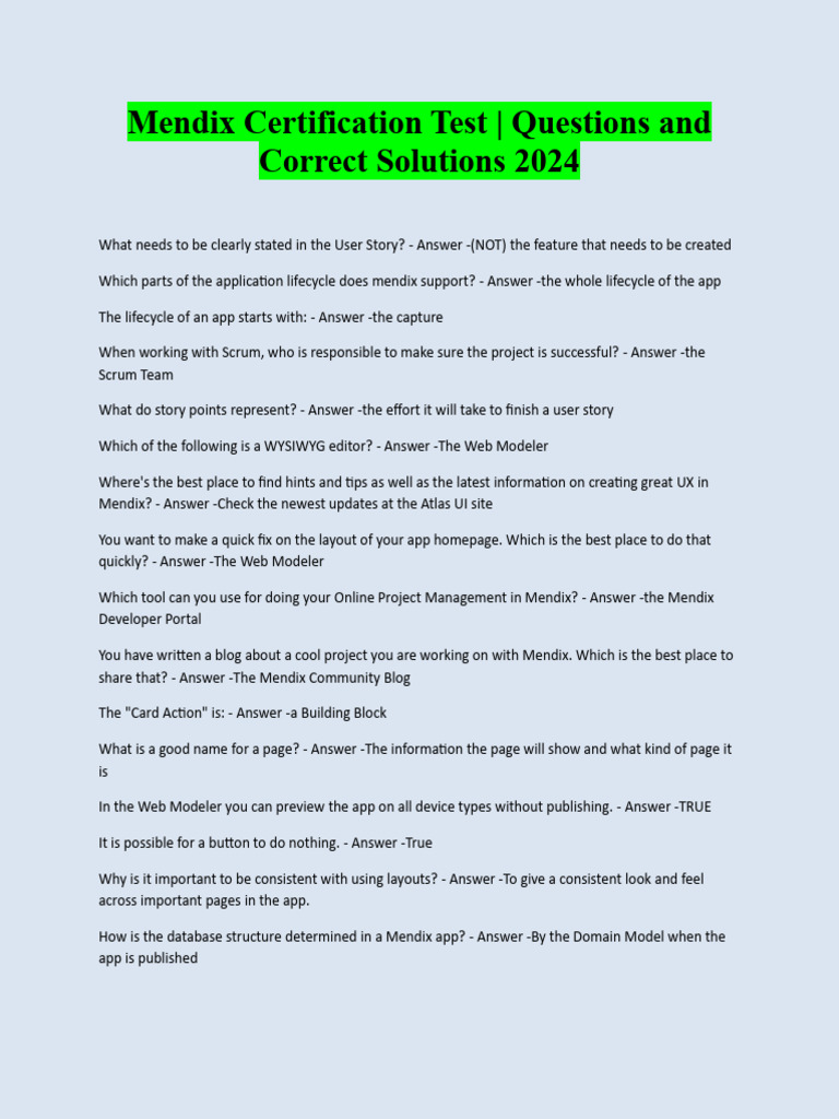 Mendix Certification Test Questions 2024 | PDF | Databases | Computer ...