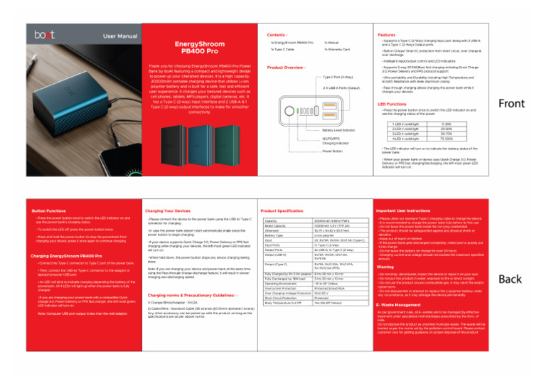 PB400 Pro Manual-01 | PDF