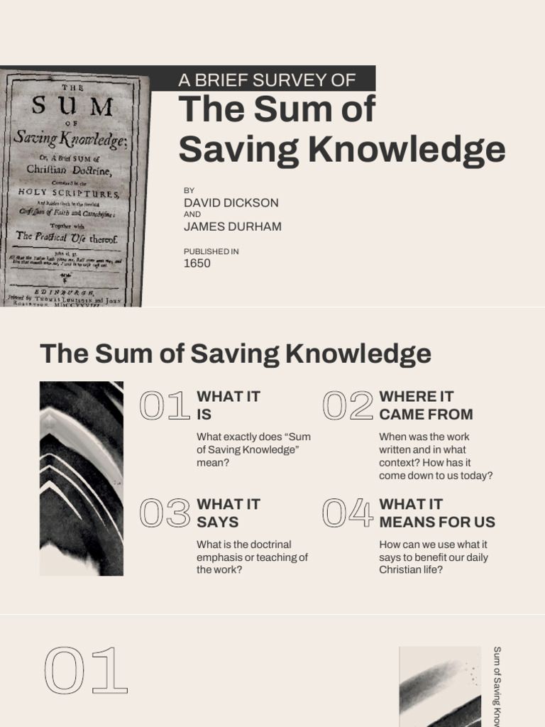 Understanding the Sum of Saving Knowledge | PDF | Covenant Theology ...
