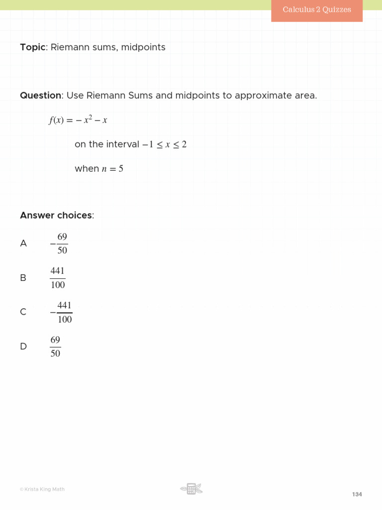Riemann Sums: Midpoint Area Approximation | PDF | Calculus | Mathematics