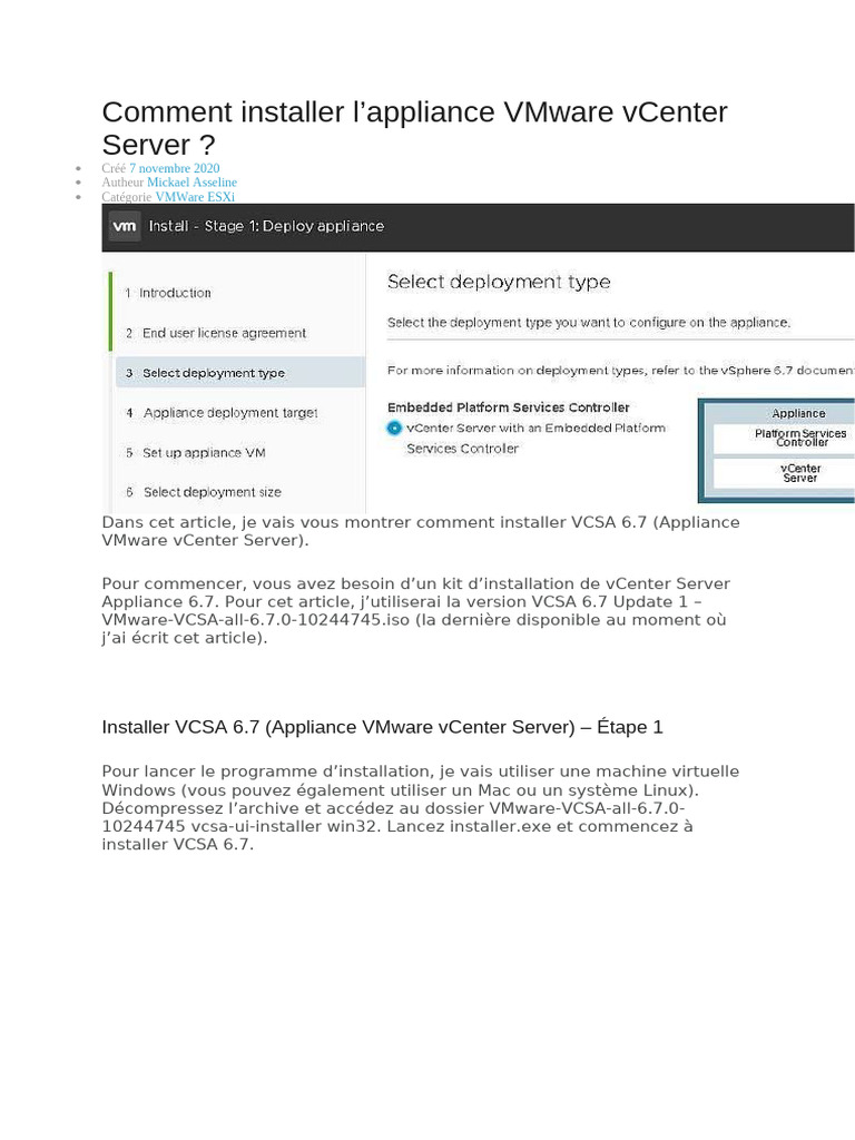 Installer VMware vCenter Server 6.7 | PDF | VMware | Système de noms de ...