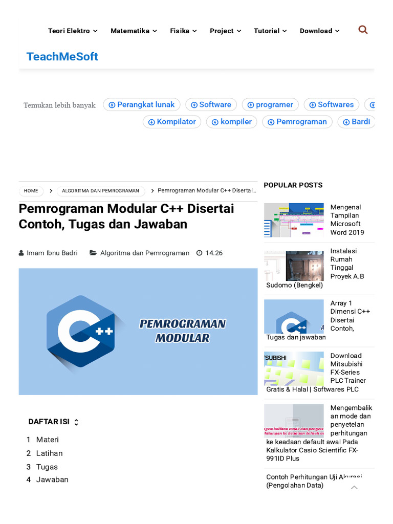 Pemrograman Modular C++: Contoh & Tugas | PDF