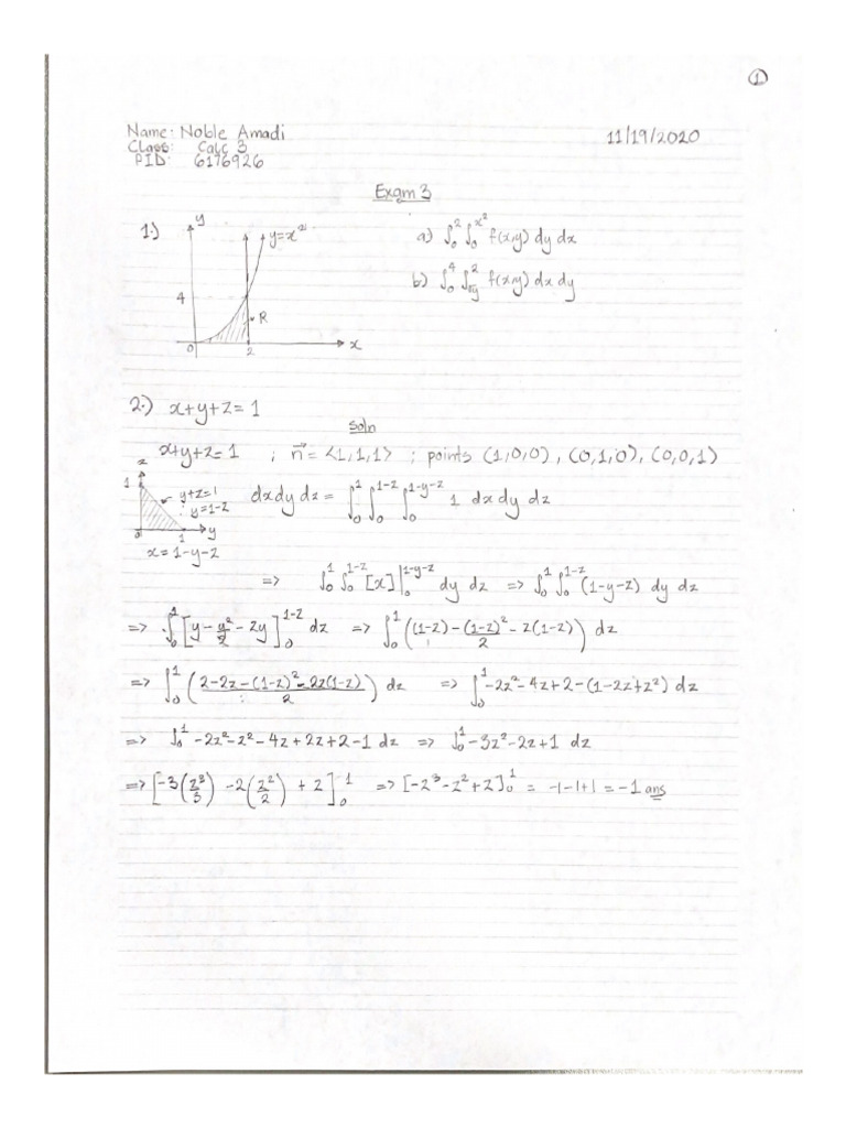Calc 3 Exam 3 | PDF