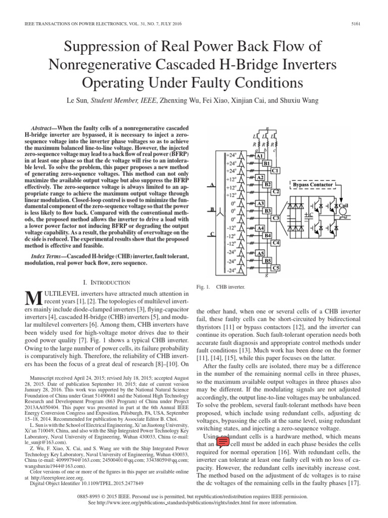 Suppressing Power Back Flow in CHB Inverters | PDF | Power Inverter ...