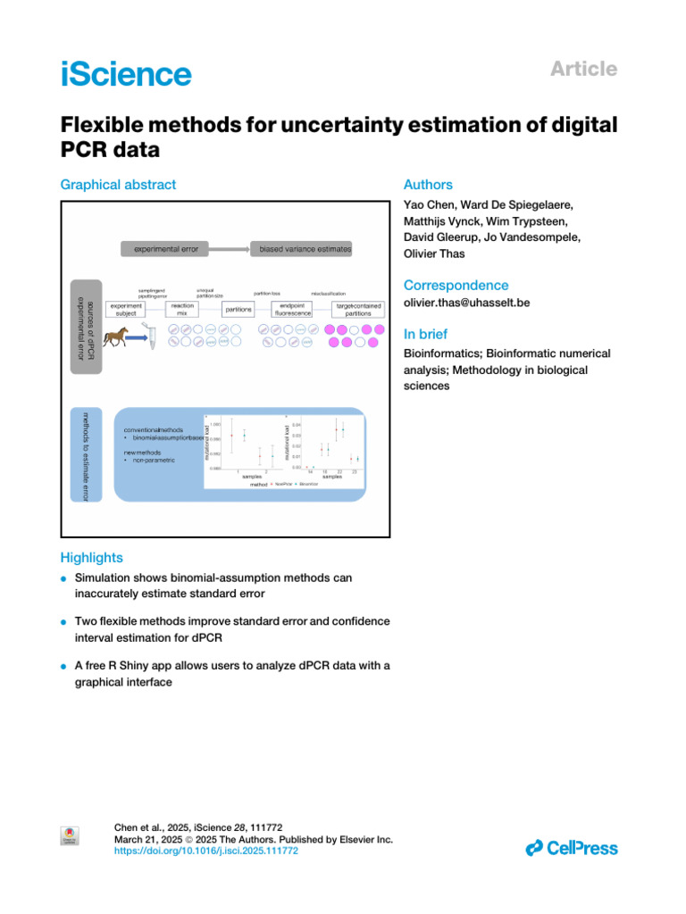 Uncertainty Estimation in Digital PCR | PDF | Variance | Estimator