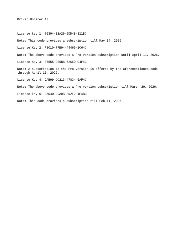 Driver Booster 13 License Keys List | PDF