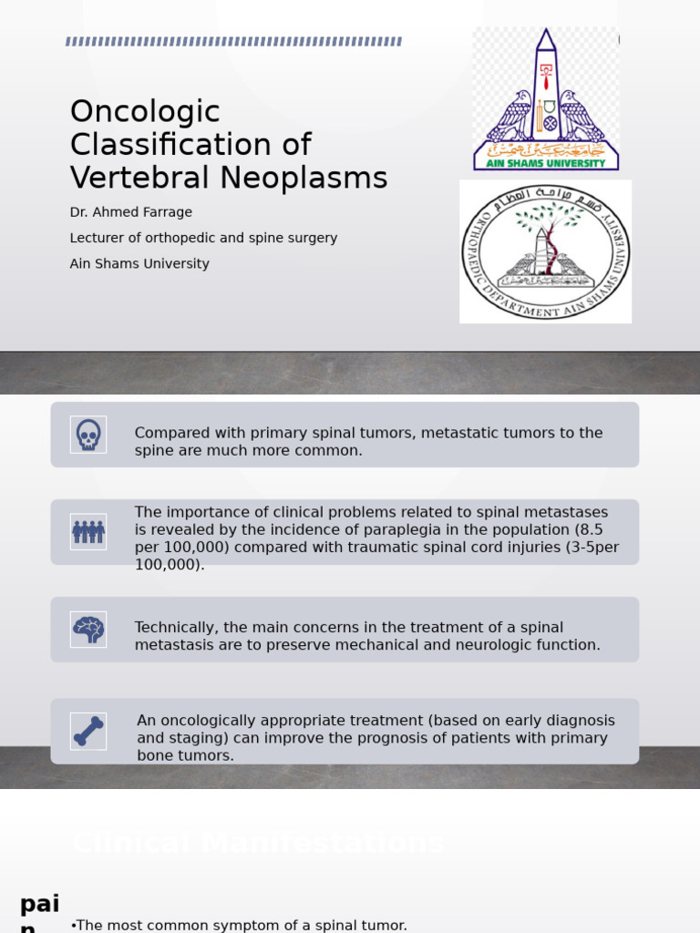 Vertebral Neoplasms: Oncologic Classification | PDF | Biopsy | Metastasis