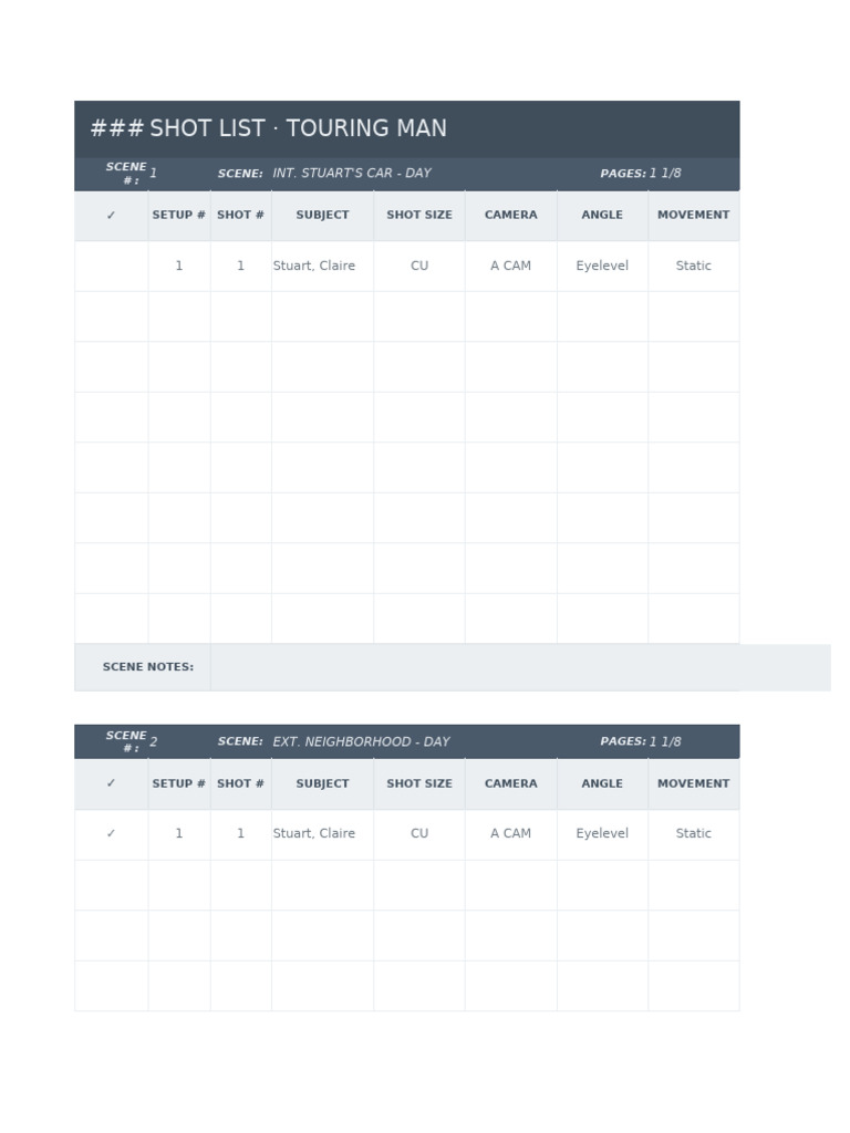 4 Shot List Template | PDF | Camera | Imaging
