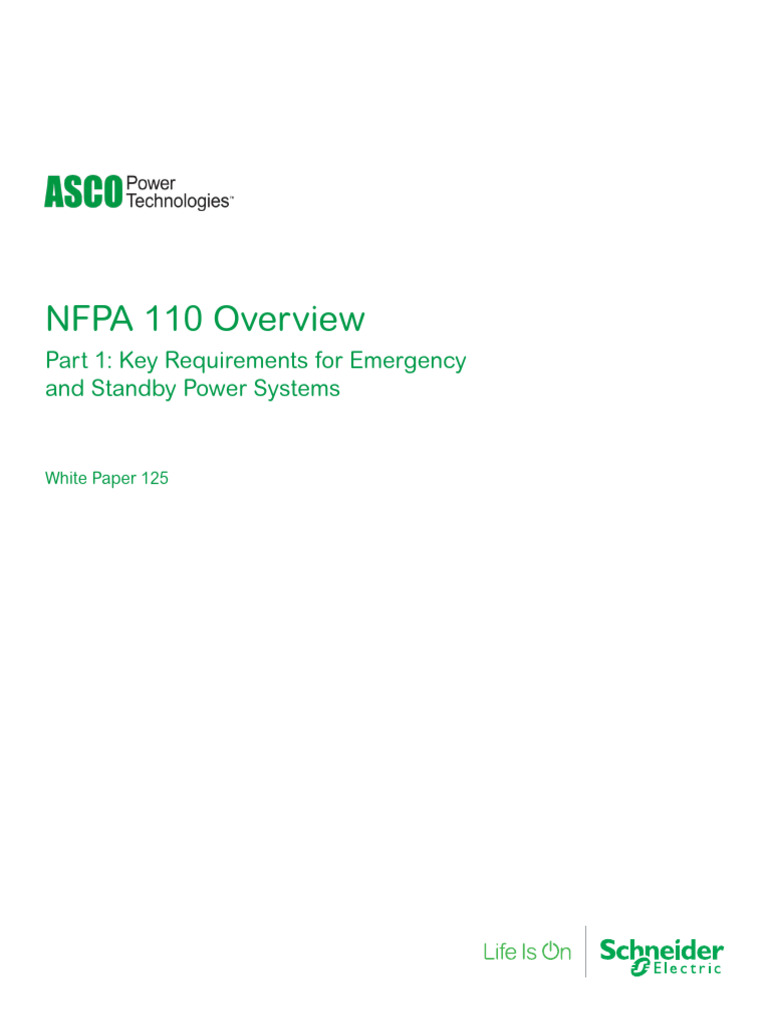 NFPA 110: Emergency Power Standards Overview | PDF | Switch | Electric ...