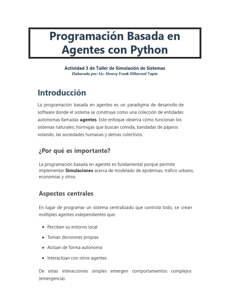Programación de Agentes en Python | PDF | Memoria | Ciencia cognitiva