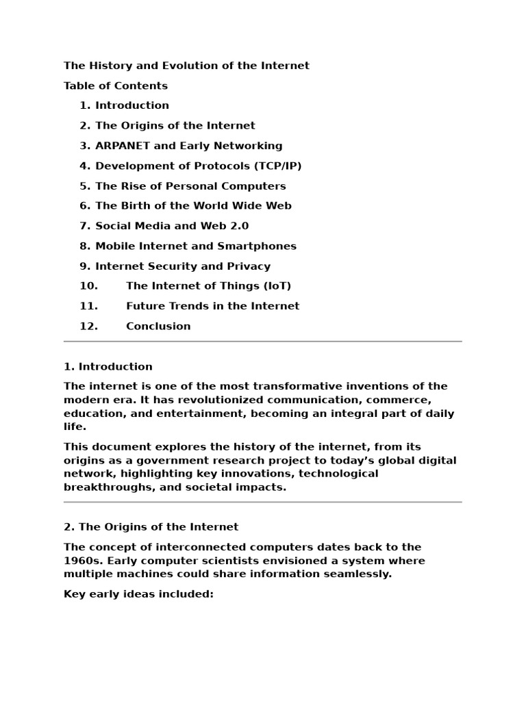 Evolution of the Internet History | PDF | World Wide Web | Internet & Web