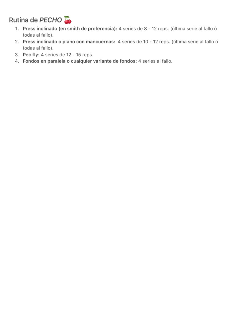 Rutina de Ejercicios para Pecho | PDF