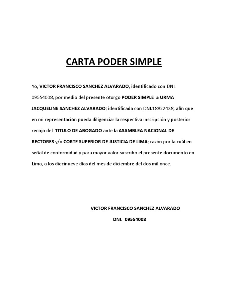 Carta Poder Simple