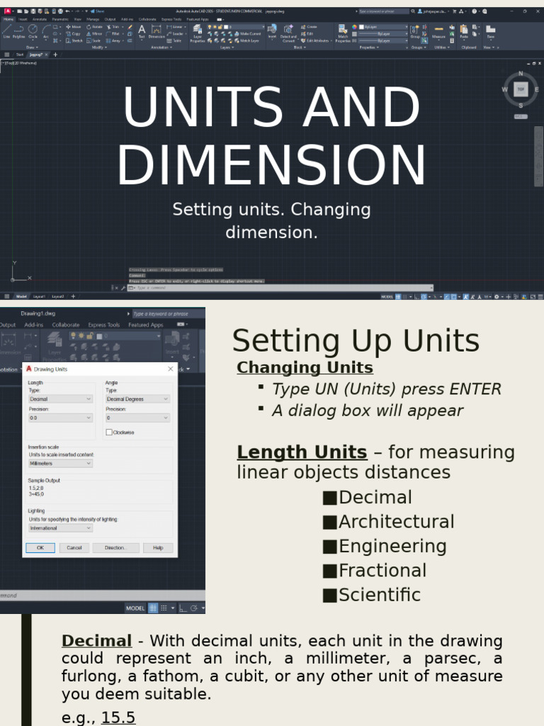AutoCAD Units and Dimension Setup Guide | PDF | Minute And Second Of ...