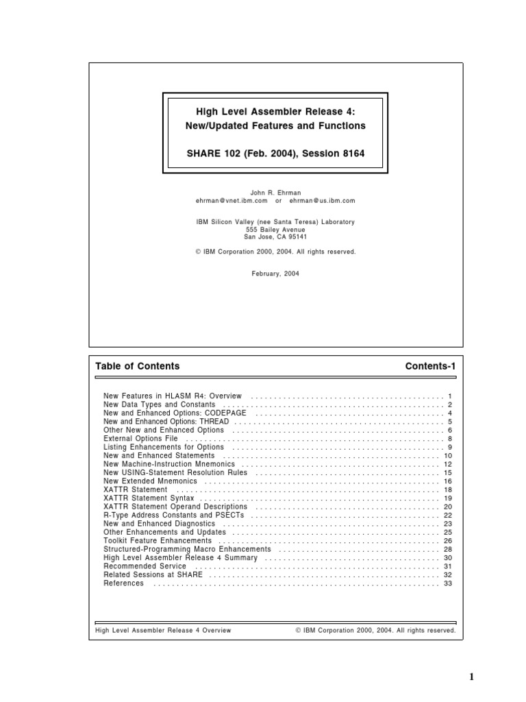 HLASM Release 4 Features Overview | PDF | Assembly Language | Scope ...