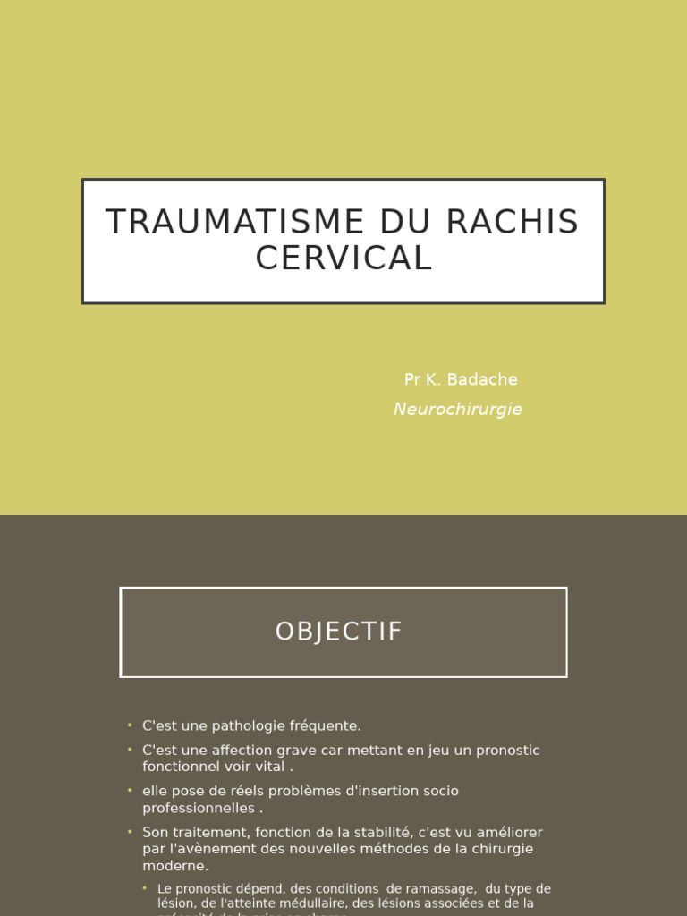 Traumatismes du rachis cervical : enjeux et traitements | PDF ...