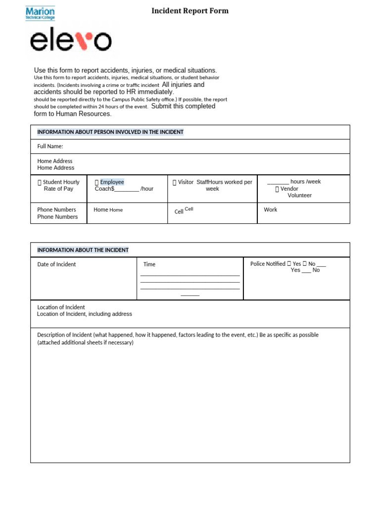 Incident Report Form Template | PDF