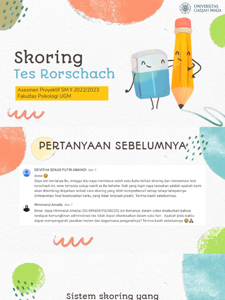 Skoring Tes Rorschach: Panduan Lengkap | PDF