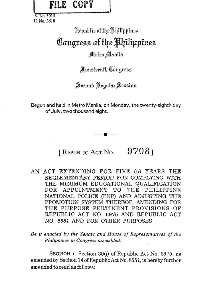 Ra 9708 Amendment Ra 8551 (Promotion With Pending Case) | PDF ...