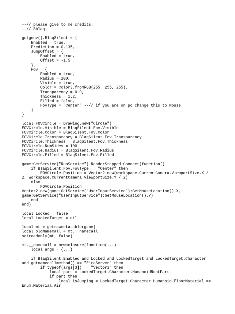 BlaqSilent: Roblox Aimbot Script | PDF