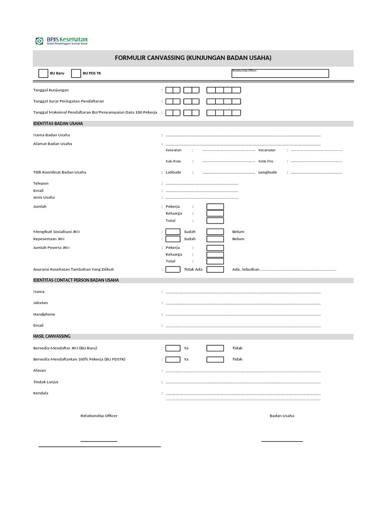 Formulir Kegiatan Canvassing. | PDF