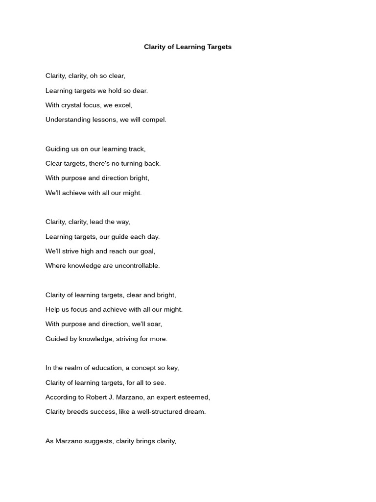 GROUP 1- JAZZ CHANT(Clarity of Learning Targets) | PDF