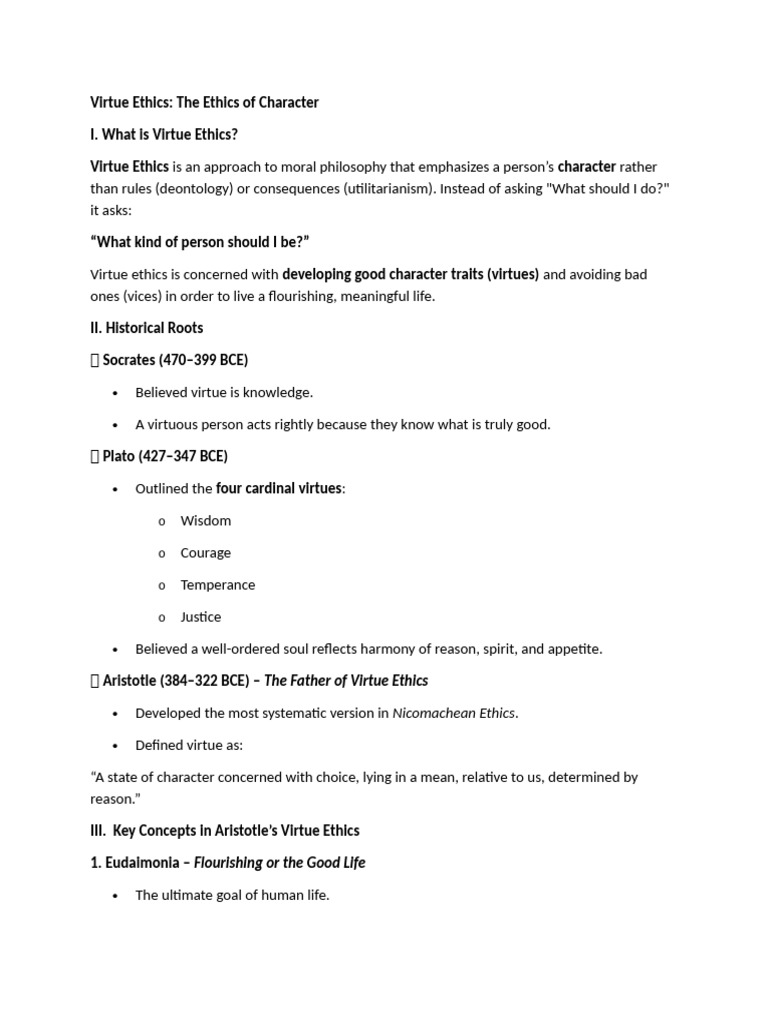 Understanding Virtue Ethics Principles | PDF | Virtue Ethics | Virtue