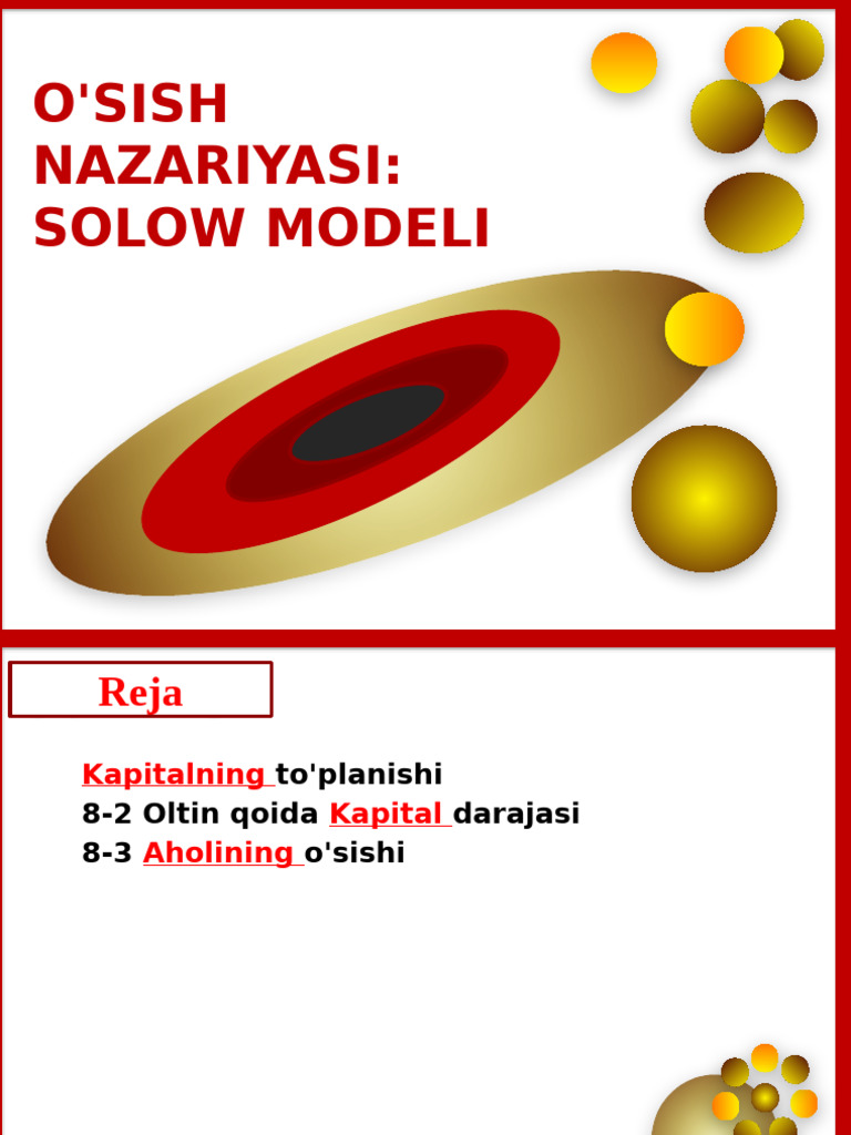M2 Iqtisodiy O'sishning Solow Modeli | PDF