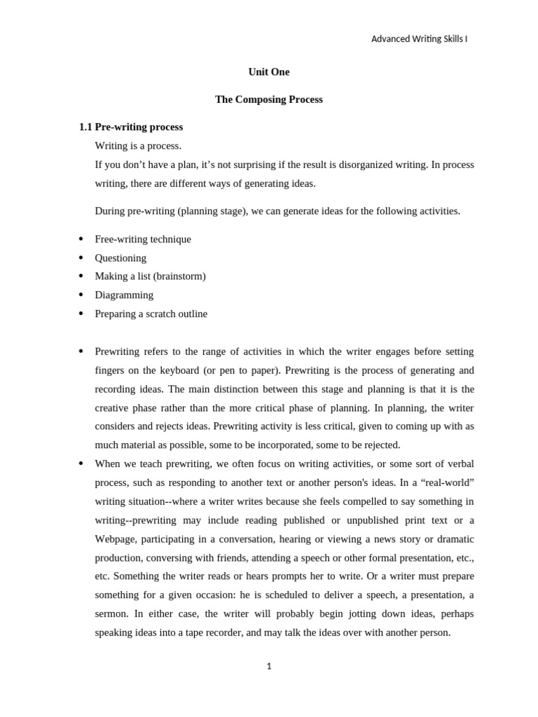 Advanced Writing Skills I (2045) | PDF | Brainstorming | Essays