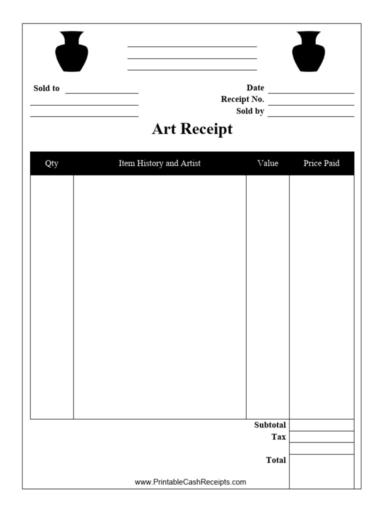 Art Purchase Receipt Template | PDF