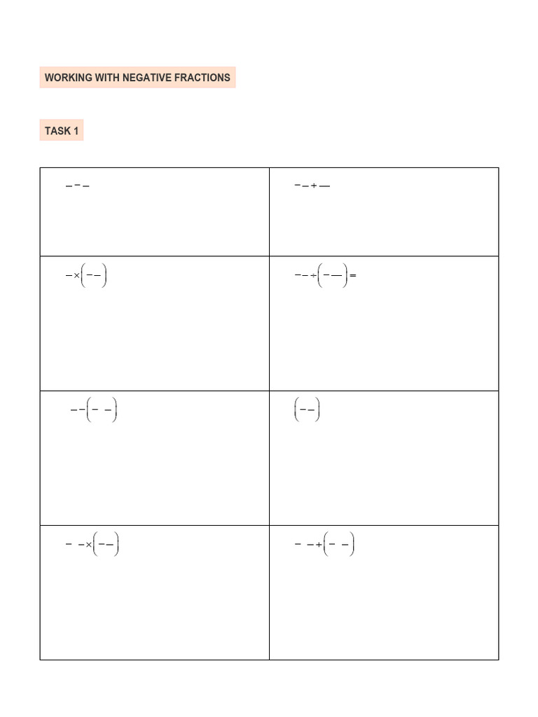 Working with Negative Fractions | PDF