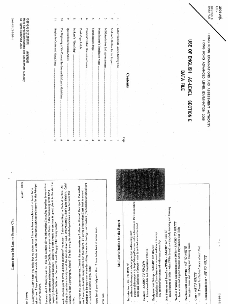 AL UE 05 Section E Data File | PDF