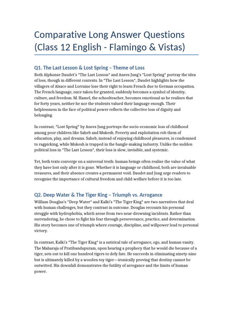 Class12 Comparative QA | PDF