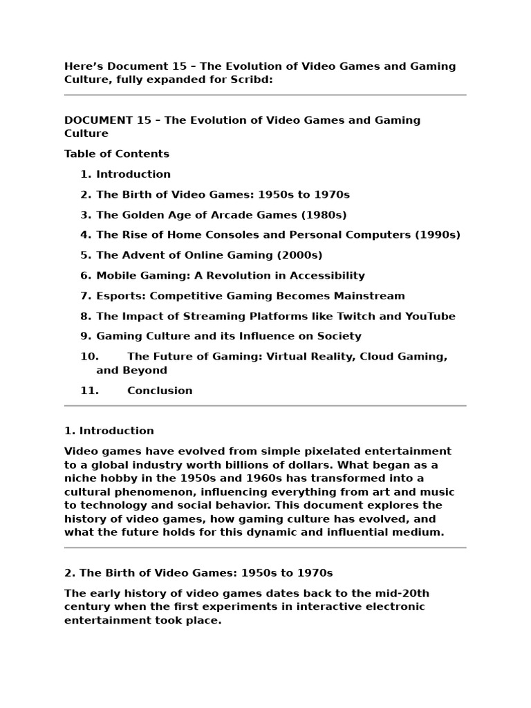 Evolution of Video Games and Culture | PDF | Video Games | Virtual Reality