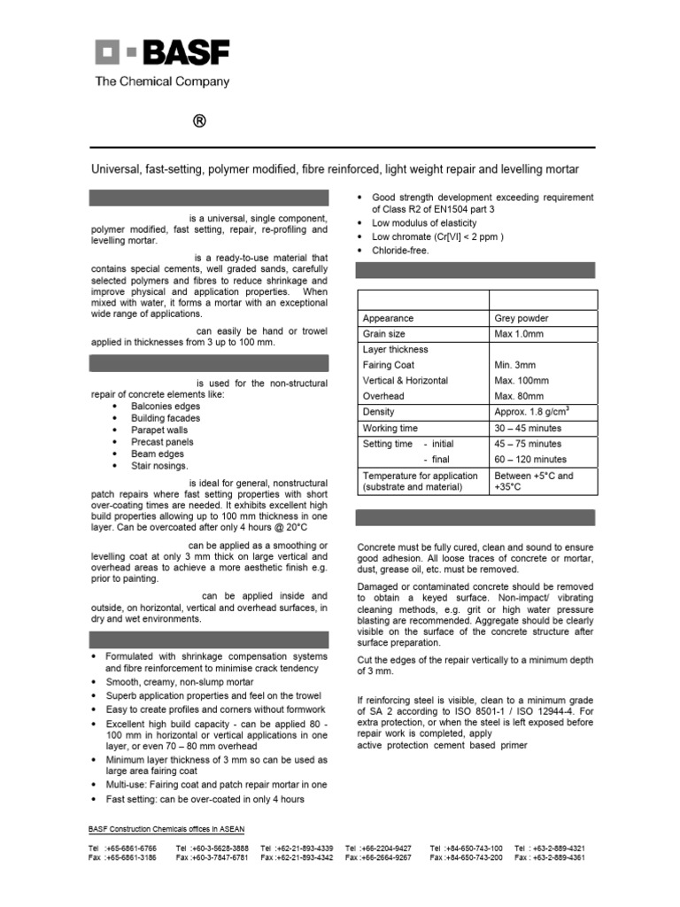 Emaco Nanocrete R2_PDS | PDF | Building Materials | Chemical Substances