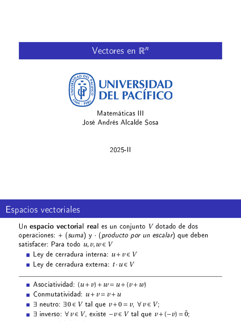 Espacios Vectoriales en Rn: Definiciones y Ejemplos | PDF | Base ...