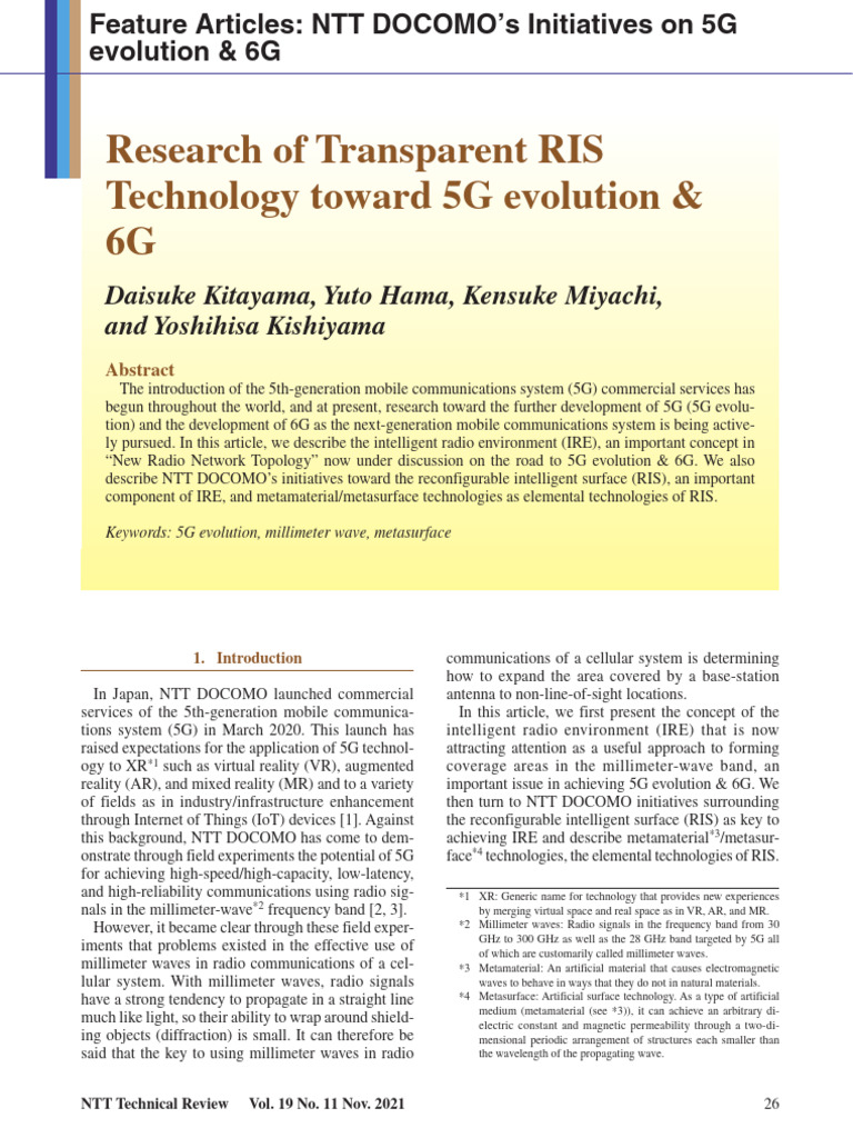 5G Evolution: Intelligent Radio Environment | PDF | Metamaterial ...