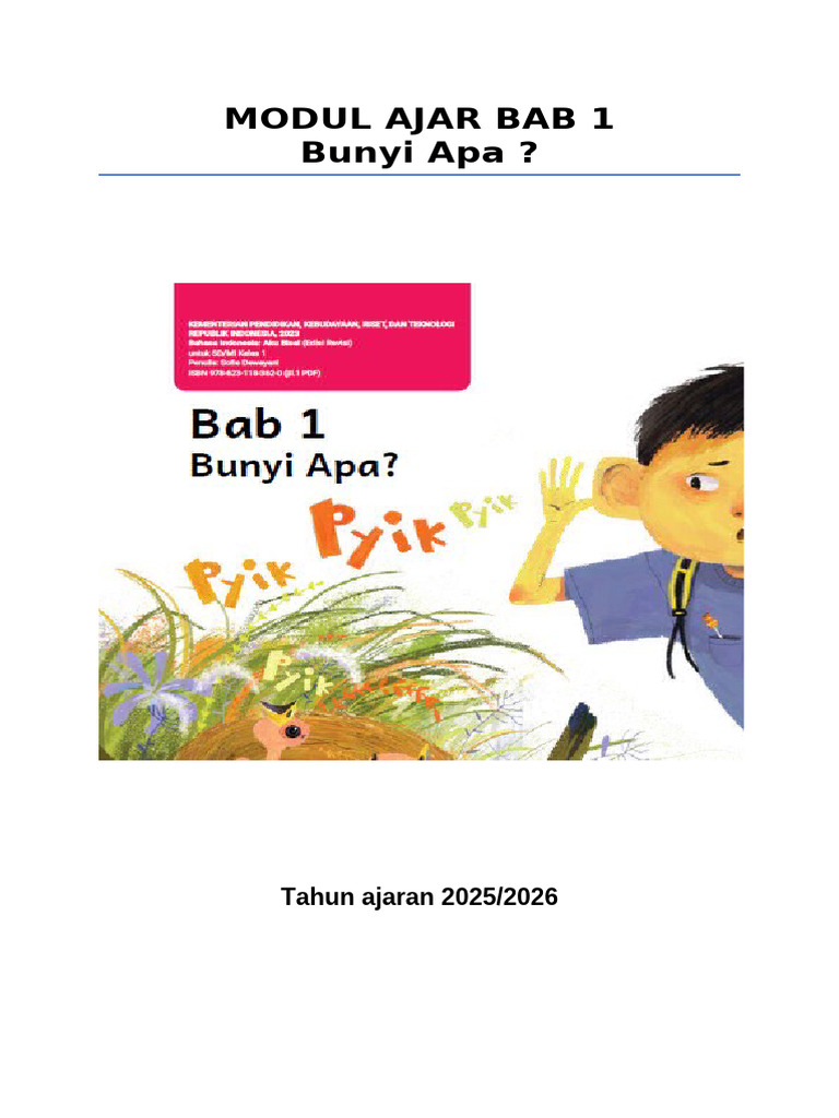 Modul Ajar Bunyi Abjad Kelas I SD | PDF
