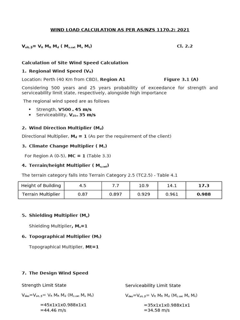 Wind Load Calculation- Option 2 | PDF