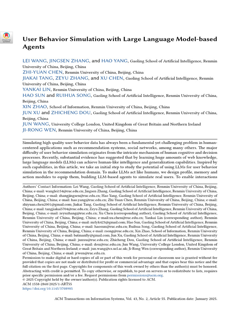 User Behavior Simulation with Large Language Model-based Agents | PDF ...